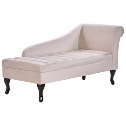 Right Hand Chaise Lounge PESSAC Velvet Light Beige with Storage - Additional view 4