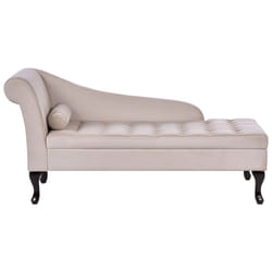Left Hand Chaise Lounge PESSAC Velvet Beige with Storage