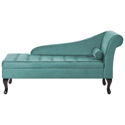 Right Hand Chaise Lounge PESSAC Velvet Teal with Storage