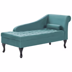 Right Hand Chaise Lounge PESSAC Velvet Teal with Storage