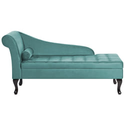 Left Hand Chaise Lounge PESSAC Velvet Teal with Storage