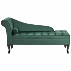 Left Hand Chaise Lounge PESSAC Velvet Dark Green with Storage