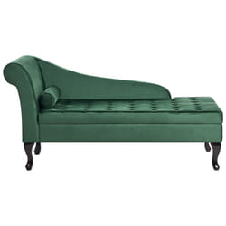 Left Hand Chaise Lounge PESSAC Velvet Dark Green with Storage