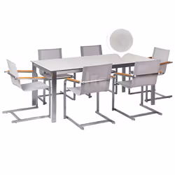 Garden Dining Set 6 Seater COSOLETO Tempered Glass White