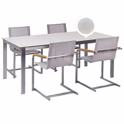 Garden Dining Set 4 Seater COSOLETO Tempered Glass White