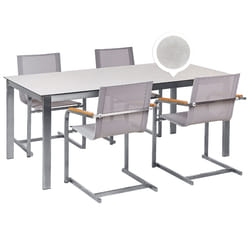 Garden Dining Set 4 Seater COSOLETO Tempered Glass White