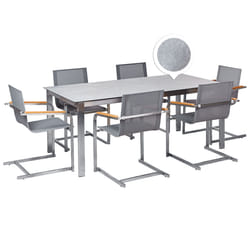 Garden Dining Set 6 Seater COSOLETO Tempered Glass Grey