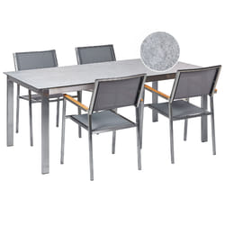 Garden Dining Set 4 Seater COSOLETO/GROSSETO Tempered Glass Marble Effect Grey