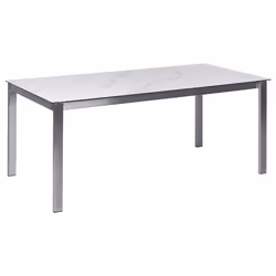 Garden Dining Set 4 Seater COSOLETO/GROSSETO Tempered Glass Marble Effect White Marble