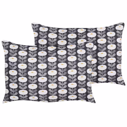 Set of 2 Outdoor Cushions VALSORDA Geometric Pattern 40 x 60 cm Grey