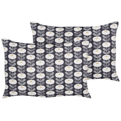 Set of 2 Outdoor Cushions VALSORDA Geometric Pattern 40 x 60 cm Grey