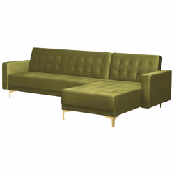 Modular Corner Sofa Bed ABERDEEN Velvet Green 4 Seater Left Hand