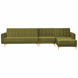 Modular Corner Sofa Bed ABERDEEN Velvet Green 5 Seater Left Hand