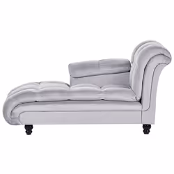 Right Hand Chaise Lounge LORMONT Velvet Light Grey