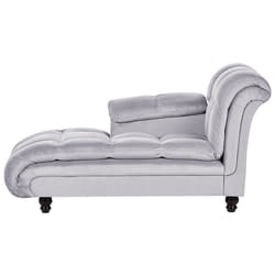 Right Hand Chaise Lounge LORMONT Velvet Light Grey
