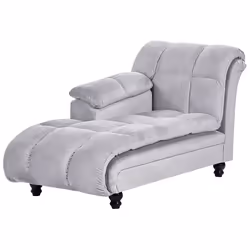 Right Hand Chaise Lounge LORMONT Velvet Light Grey