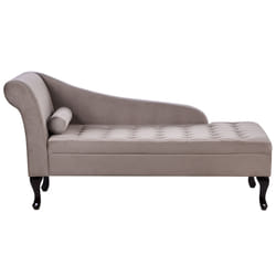 Left Hand Chaise Lounge PESSAC Velvet Taupe with Storage