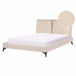 Bed Boucle MELLE 140 x 200 cm (EU Double) Beige