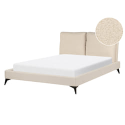 Bed Boucle MELLE 140 x 200 cm (EU Double) Beige