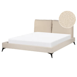 Bed Boucle MELLE 160 x 200 cm (EU King Size) Beige
