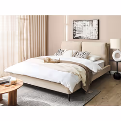 Bed Boucle MELLE 160 x 200 cm (EU King Size) Beige