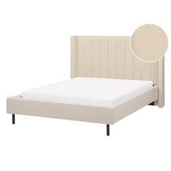 Bed Boucle VILLETTE 140 x 200 cm (EU Double) Beige