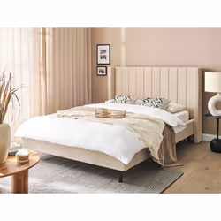 Bed Boucle VILLETTE 140 x 200 cm (EU Double) Beige