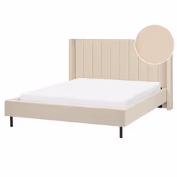 Bed Boucle VILLETTE 160 x 200 cm (EU King Size) Beige