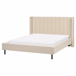 Bed Boucle VILLETTE 160 x 200 cm (EU King Size) Beige