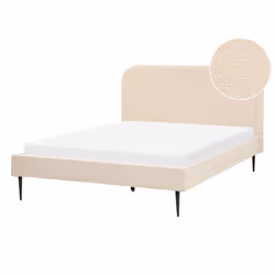 Bed Boucle FLAYAT 140 x 200 cm (EU Double) Light Beige