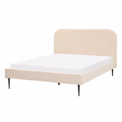 Bed Boucle FLAYAT 140 x 200 cm (EU Double) Light Beige