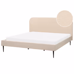 Bed Boucle FLAYAT 180 x 200 cm (EU Super King) Light Beige
