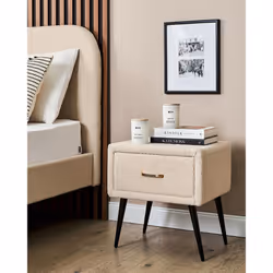 1 Drawer Bedside Table FLAYAT Boucle Beige - Additional view 4