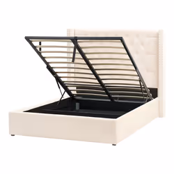 Ottoman Bed Velvet LUBBON 140 x 200 cm (EU Double) Off-White