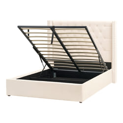 Ottoman Bed Velvet LUBBON 140 x 200 cm (EU Double) Off-White
