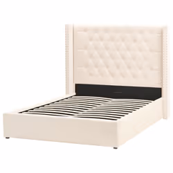 Ottoman Bed Velvet LUBBON 140 x 200 cm (EU Double) Off-White
