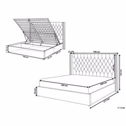 Ottoman Bed Velvet LUBBON 160 x 200 cm (EU King Size) Off-White