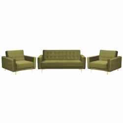Living Room Set ABERDEEN Velvet Green 5 Seater