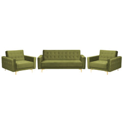 Living Room Set ABERDEEN Velvet Green 5 Seater