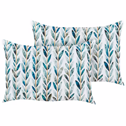 Set of 2 Outdoor Cushions LOANO Plant Pattern 40 x 60 cm Green