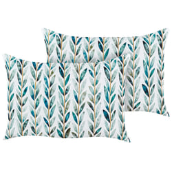 Set of 2 Outdoor Cushions LOANO Plant Pattern 40 x 60 cm Green