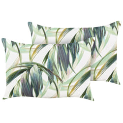 Set of 2 Outdoor Cushions CALDERINA Plant Pattern 40 x 60 cm Green