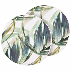 Set of 2 Outdoor Cushions Leaf Pattern  40 cm Green and White CALDERINA