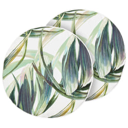 Set of 2 Outdoor Cushions Leaf Pattern  40 cm Green and White CALDERINA