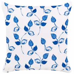 Set of 2 Outdoor Cushions TORBORA Plant Pattern 45 x 45 cm White Blue