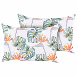 Set of 2 Outdoor Cushions TORRAZZO Plant Pattern 40 x 60 cm White