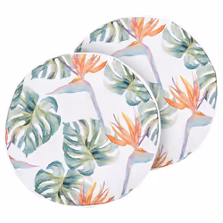Set of 2 Outdoor Cushions TORRAZZO 40 x 40 cm White Plant Pattern
