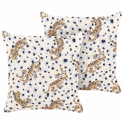 Set of 2 Outdoor Cushions ARENZANO 45 x 45 cm Beige Animal Pattern
