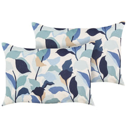 Set of 2 Outdoor Cushions VEGLINO 40 x 60 cm Blue Plant Pattern