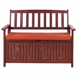 Garden Bench with Cushion SOVANA 120 cm with Storage Acacia Wood Red